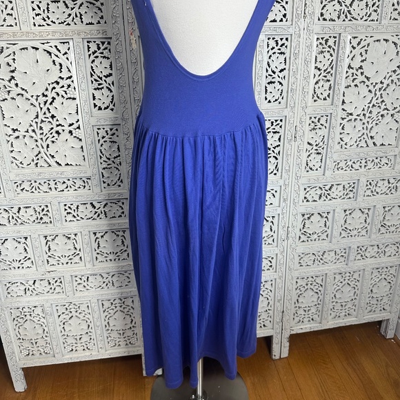Vintage Deadstock NWT Indygo Purple Ribbed Drop Waist Open Back Sleeveless Dress - Picture 2 of 8